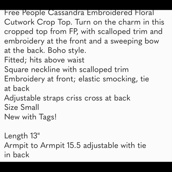 Free People Cassandra cross back crop top. Embroidered floral bronze colored. - Picture 11 of 11